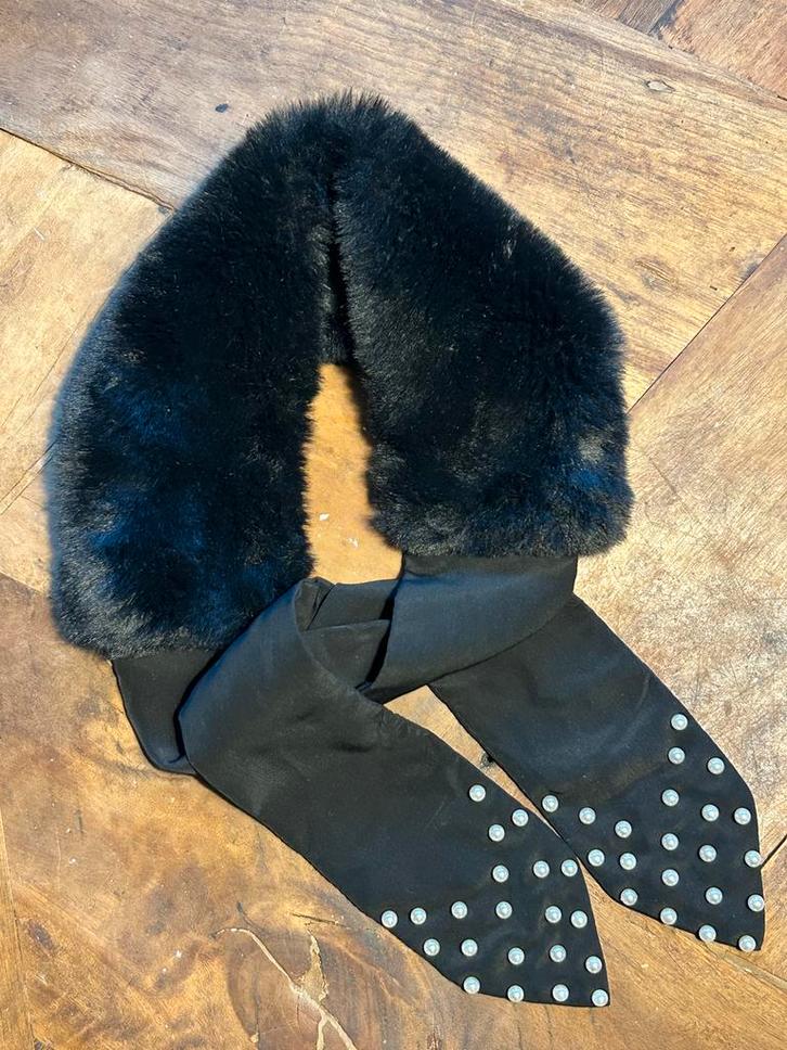 ZARA Zwarte Nep Bond Sjaal met Parels, Kleding | Dames, Riemen en Ceinturen, Zo goed als nieuw, 100 cm of meer, 5 cm of meer, Zwart