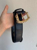Vintage Y2K zwarte leren riem met parels, Vintage, 3 tot 5 cm, Vintage, 90 tot 100 cm