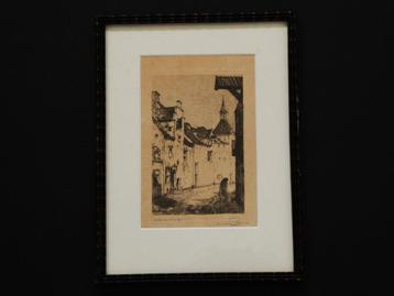 Originele ets Anton Pieck Muurhuizen Amersfoort 1916 beschikbaar voor biedingen