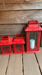 Rode Windlichten Set van 3, Gebruikt, Ophalen of Verzenden, Metaal, Rood