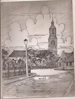 Eenrum Dorpsgezicht Kerk Pentekening Sievers 50/60er jaren, Antiek en Kunst, Ophalen of Verzenden