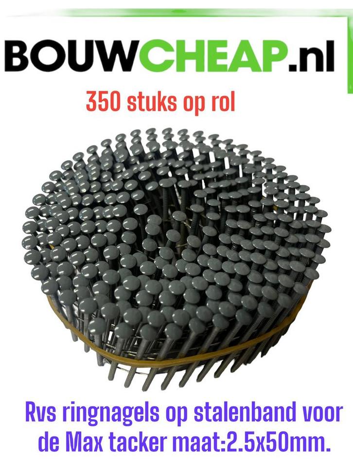 Rvs spijkers op rol in kleur gecoat 2.5x50mm, Doe-het-zelf en Verbouw, Hout en Planken, Nieuw, Ophalen of Verzenden
