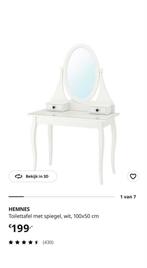 Ikea Hemnes kaptafel met spiegel, Huis en Inrichting, Tafels | Kaptafels, Scandinavisch, Zo goed als nieuw, 150 tot 200 cm, Hout