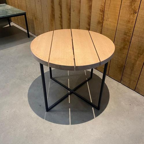 Hardhouten Salon Tafel - Stalen Frame -  ⌀60, Huis en Inrichting, Tafels | Salontafels, Nieuw, Minder dan 50 cm, 50 tot 100 cm