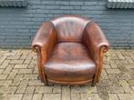 Vintage Chesterfield schapenleren club fauteuil, Ophalen of Verzenden, Gebruikt, 75 tot 100 cm