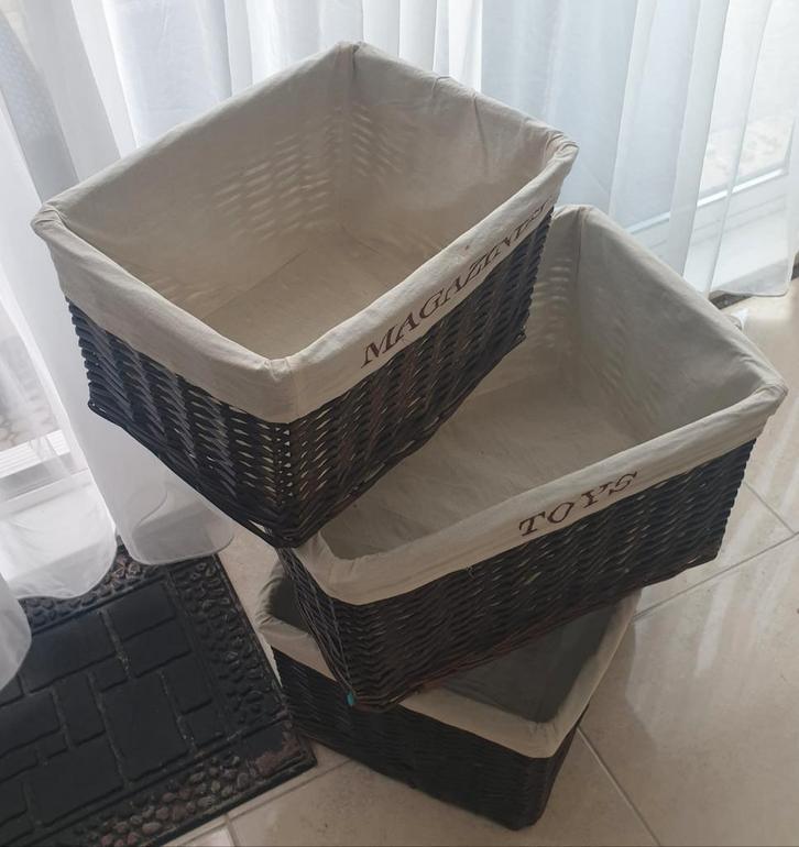 3 Stuks Rotan Opbergmanden, Huis en Inrichting, Woonaccessoires | Kisten, Gebruikt, Minder dan 50 cm, Minder dan 50 cm, Minder dan 50 cm