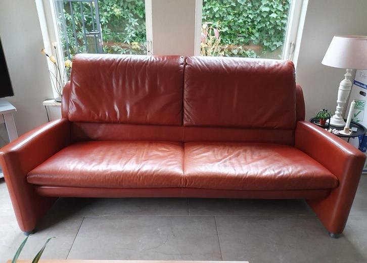 Leren Leolux 3-zits bank, Huis en Inrichting, Banken | Bankstellen, Gebruikt, Rechte bank, Driepersoons, 200 tot 250 cm, 75 tot 100 cm