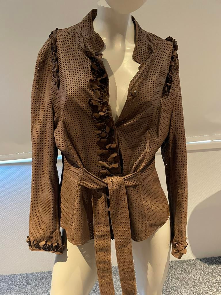 Sport max leren blouse jasje maat 42, Kleding | Dames, Blouses en Tunieken, Bruin, Maat 42/44 (L), Ophalen of Verzenden, Zo goed als nieuw