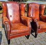 2x schapenleren Chesterfield oor fauteuil + BEZORGING GRATIS, Huis en Inrichting, Gebruikt, ., Chesterfield, Ophalen of Verzenden