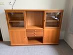 Houten beuken  dressoir met glazen deuren, Ophalen, Met deur(en), 100 tot 150 cm, 150 tot 200 cm