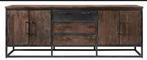 Mangohout dressoir, Huis en Inrichting, Kasten | Dressoirs, Ophalen, Zo goed als nieuw, 200 cm of meer, Metaal