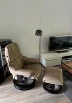 Stressless Ekornes relax fauteuil stone beige leer ligstoel, Huis en Inrichting, Ophalen, Zo goed als nieuw, 50 tot 75 cm, Hout
