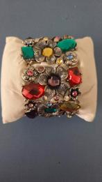 Zilveren armband met gekleurde stenen - elastisch, Gebruikt, Overige kleuren, Ophalen of Verzenden, Met edelsteen