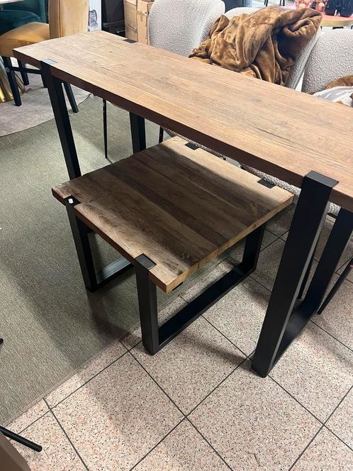 Richmond Maddox muurtafel, salontafel, hoektafel zwart, eike, Huis en Inrichting, Tafels | Bijzettafels, Nieuw, Hout, Ophalen