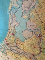 Oude grote schoolplaat Nederland - vintage retro kaart, Ophalen, Aardrijkskunde