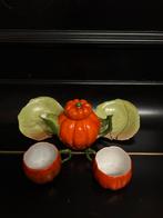 Porseleinen Pompoen Theeservies - Uniek en Decoratief!, Huis en Inrichting, Keuken | Servies, Gebruikt, ., Ophalen of Verzenden