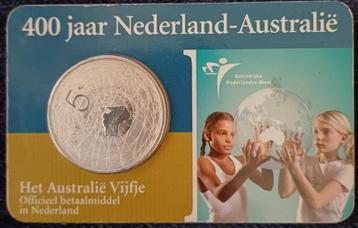 400 jaar Nederland - Australié 5 euro zilveren beatrix munt  beschikbaar voor biedingen