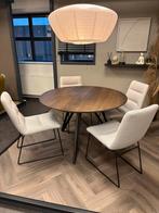 Dykk Tafel met Stoelen - Showroommodel Eiken/Staal, Ophalen, 100 tot 150 cm, Zo goed als nieuw, Vier personen