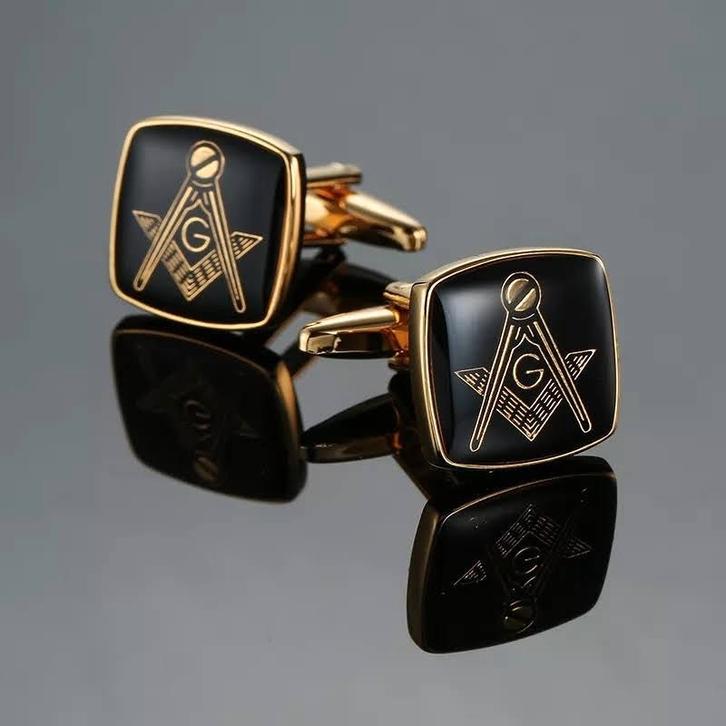 Manchetknopen met vrijmetselaars symbool., Sieraden, Tassen en Uiterlijk, Manchetknopen, Zo goed als nieuw, Overige materialen
