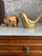 Vintage koperen olifant en vogel, Ophalen