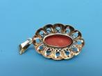 Gouden vintage hanger met bloedkoraal                    G34, Gebruikt, Overige voorstellingen, ., Ophalen of Verzenden