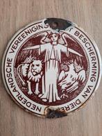 Emaille deurpost bescherming van dieren, Verzamelen, Ophalen of Verzenden, Gebruikt, Reclamebord