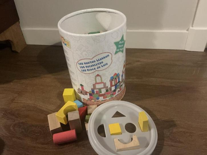 Edufun Houten Blokken - 100 Stuks - Kleurrijk!, Kinderen en Baby's, Speelgoed | Bouwstenen, Nieuw, Overige merken, Ophalen