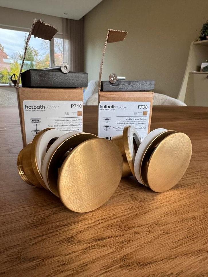 2x Hotbath Cobber wastafelafvoer messing, Doe-het-zelf en Verbouw, Sanitair, Zo goed als nieuw, Wastafel, Ophalen of Verzenden