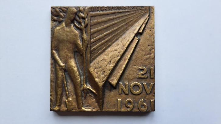 Bronzen plaquette Joop Hekman 1961 NV Levensverzekering Mij., Antiek en Kunst, Antiek | Koper en Brons, Brons, Ophalen of Verzenden