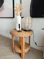 Rotan bijzettafel met extra plank, Minder dan 55 cm, Gebruikt, Boho, Rond