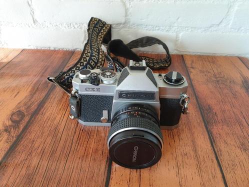 Chinon CX11  spiegelreflex camera +Sunpak auto 301 flitser, Audio, Tv en Foto, Fotocamera's Analoog, Gebruikt, Spiegelreflex, Overige Merken