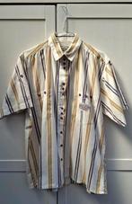 Vintage blouse, gestreept - wit - knoopjes - katoen - 90's, Wit, Maat 42/44 (L), Ophalen of Verzenden, Vintage