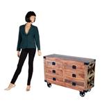 Industriële Ladekast Mangohout Wielen Vintage Retro Dressoir, Industrieel, Retro, Vintage, Info@dehanzeherten.nl, 100 tot 150 cm