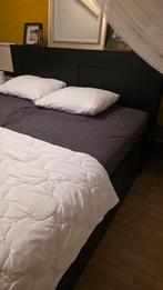 2 per bed, zwart met achterwand, 4 lades en lattenbodem, Zwart, Tweepersoons, Ophalen of Verzenden, Zo goed als nieuw