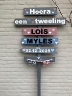 geboorte bord TWEELING, Kinderen en Baby's, Kraamcadeaus en Geboorteborden, Ophalen of Verzenden, Nieuw, Geboortebord