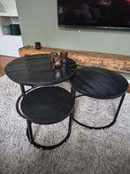3 delige ronde salontafels salontafel set zwart, Huis en Inrichting, Tafels | Salontafels, Ophalen, 50 tot 100 cm, Rond, 50 tot 100 cm