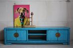 Oosters Dressoir Blauw Houten Wandmeubel Kleurrijke Kast, Uniek Kleurrijk Oosters Landelijk Chinees Werelds Vintage Style, 150 tot 200 cm