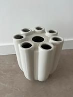 Witte grijze tulpenvaad Bloemenvaas met Meerdere Openingen, 50 tot 75 cm, Wit, Aardewerk of Porselein, Ophalen of Verzenden