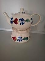 Boerenbont theepot plus theelicht in perfecte staat, Antiek en Kunst, Antiek | Servies los, Ophalen of Verzenden