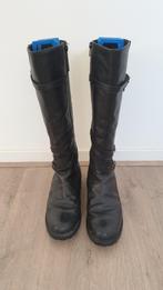 Zwarte laarzen, leer, Hoge laarzen, Zwart, Ophalen of Verzenden, Zo goed als nieuw