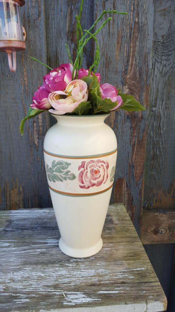 Vintage vaas, aardewerk, wit rozen. Scheurich, 575-22. 3A2, Antiek en Kunst, Antiek | Keramiek en Aardewerk, Ophalen of Verzenden