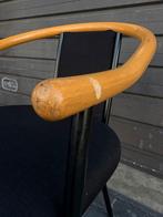 Vintage Design Stoel met Houten Armleuningen, Gebruikt, Metaal, ., Zwart