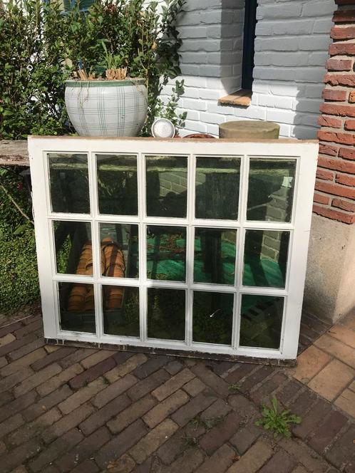 Antieke ramen met groen glas, Doe-het-zelf en Verbouw, Glas en Ramen, Ophalen of Verzenden