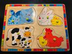 Houten puzzel boerderijdieren, Gebruikt, Ophalen of Verzenden, Van hout, Minder dan 10 stukjes