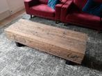 Rustieke salontafel (hout + staal), Huis en Inrichting, Ophalen, 100 tot 150 cm, 50 tot 100 cm, Zo goed als nieuw