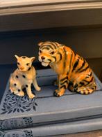 Vintage Porseleinen Tijger en Welp Beeldjes, Ophalen of Verzenden