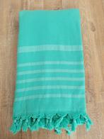 Nieuw! Hamamdoek turquoise met streep & franjes 180x100cm, Ophalen of Verzenden, Nieuw, Blauw, Handdoek
