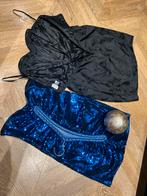 Dames glitter jurk 2 blauw zwart festival maat m nieuw disco, Ophalen of Verzenden, Nieuw, Blauw, Boven de knie