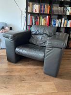 Rolf Benz fauteuil zwart leer, Huis en Inrichting, Fauteuils, Leer, Zo goed als nieuw, Ophalen