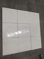 9 Art nouveau tegels cremewit in relief, villeroy en boch, Ophalen